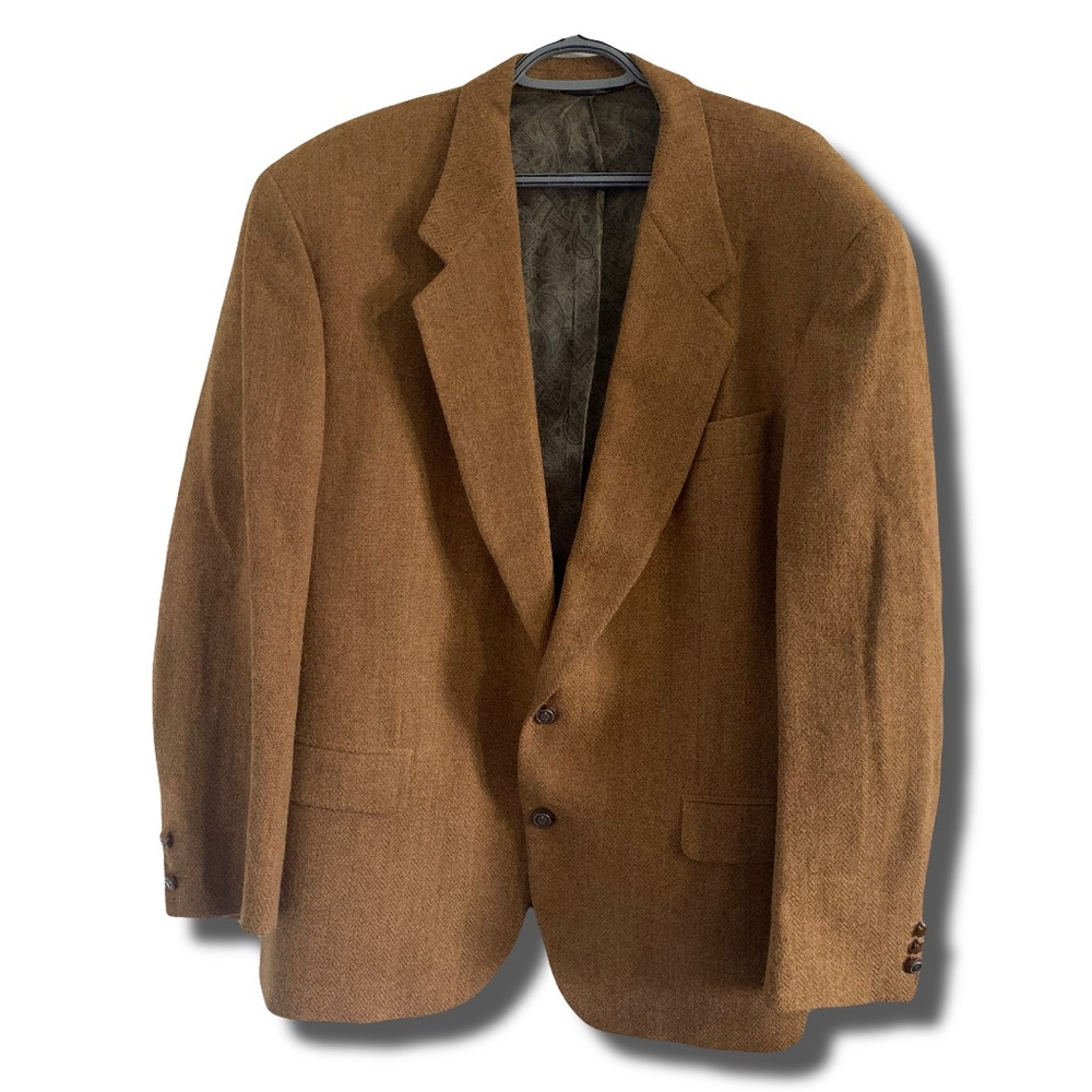Harry Rosen Mustard Wool Mohair Paisley Lined Sport Coat Size 42